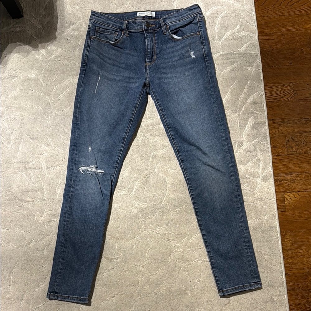Banana Republic Blue Skinny Jeans Distressed Ankle-Length